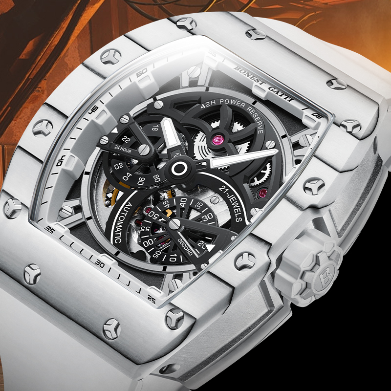 Rubber Strap Diver - BONEST GATTI Men's Mechanical Watch Tonneau-Shaped