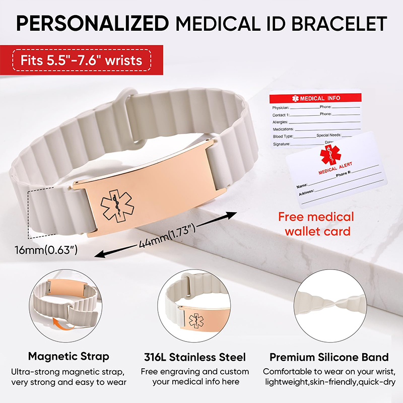 Custom Medical ID Bracelet for - огляд і ціна Silicone Band Women
