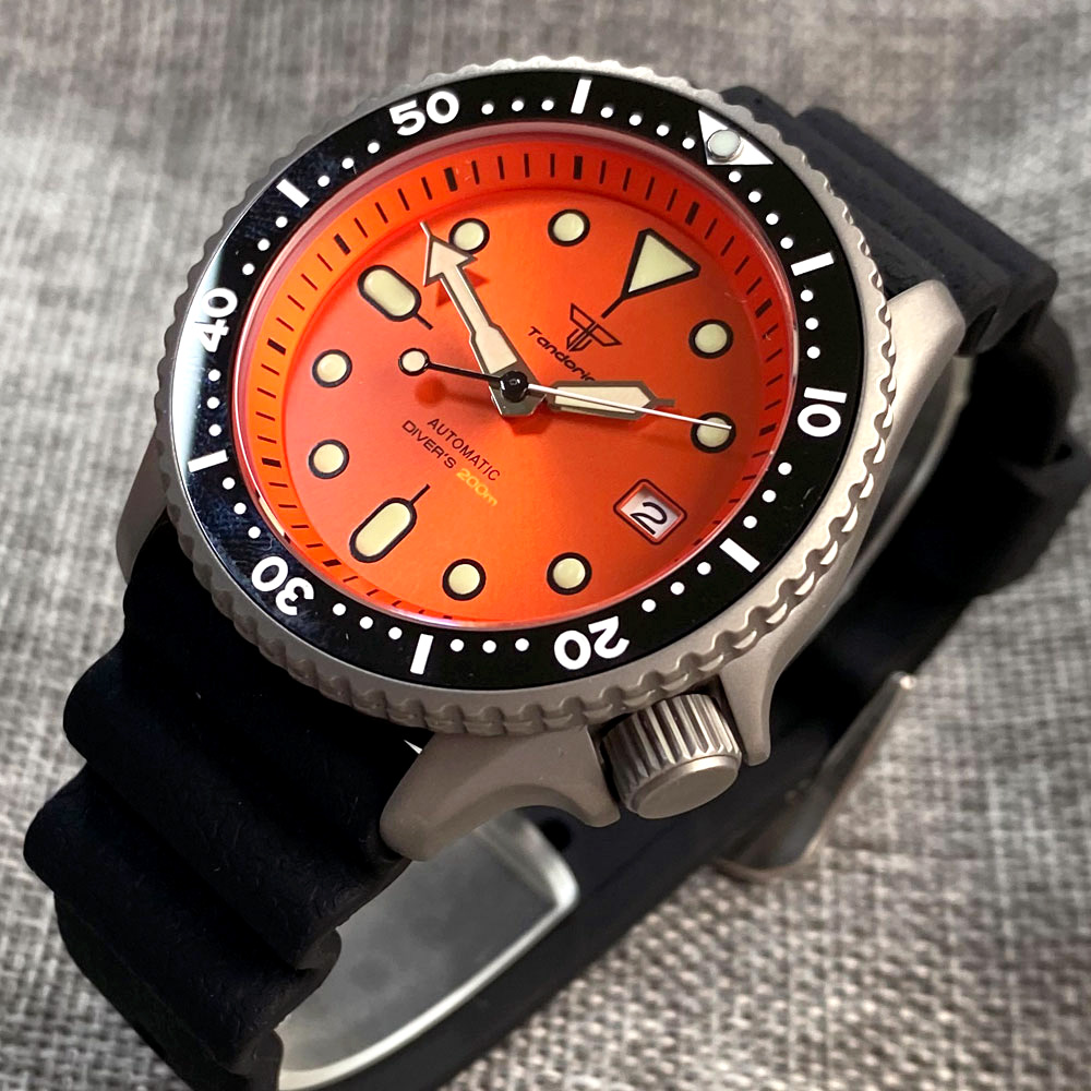 Tandorio 41mm Titanium NH35 Me - огляд і ціна Rubber Strap Diver