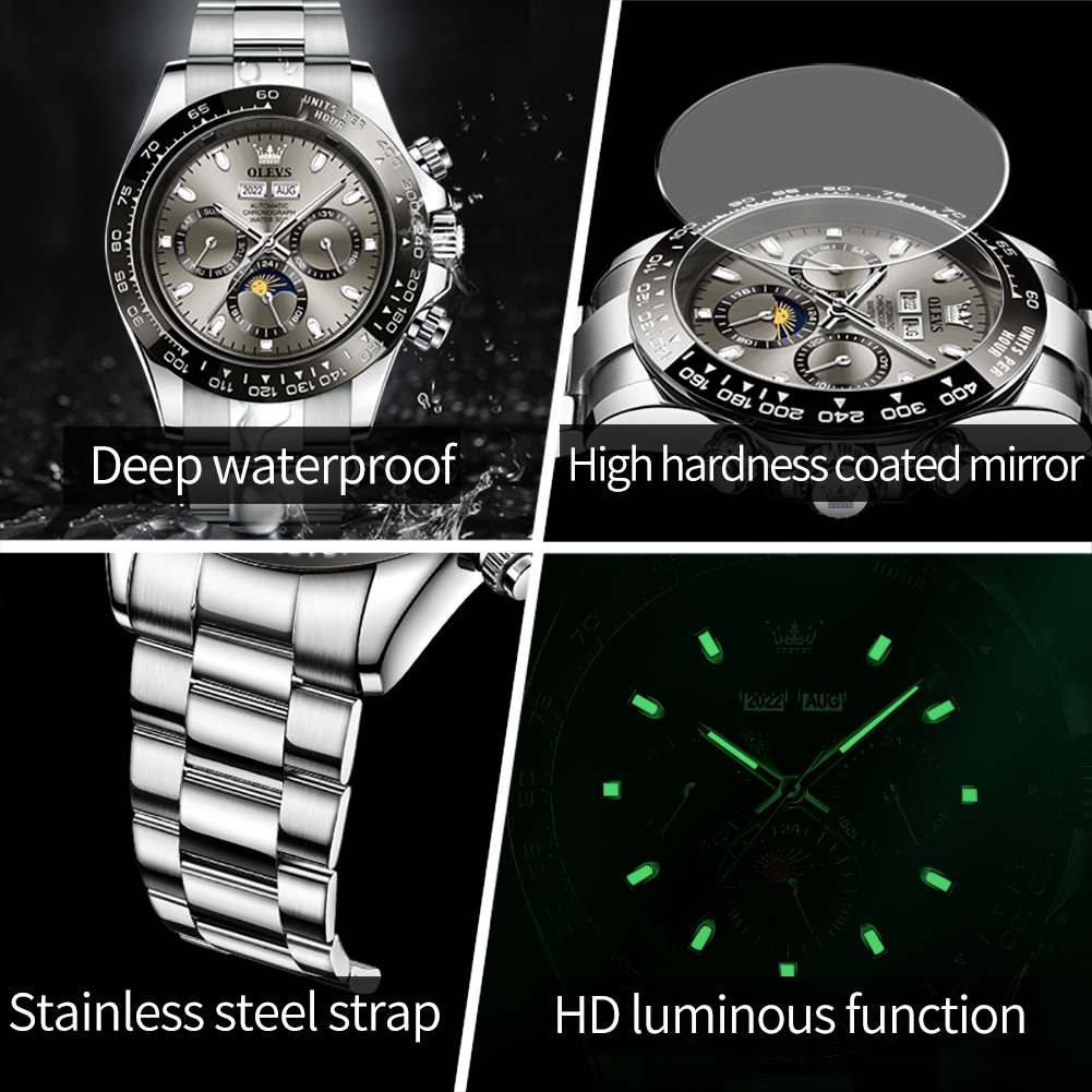 OLEVS 6654 Luxury Mens Watch C - огляд і ціна Seiko Watch 5 Sports