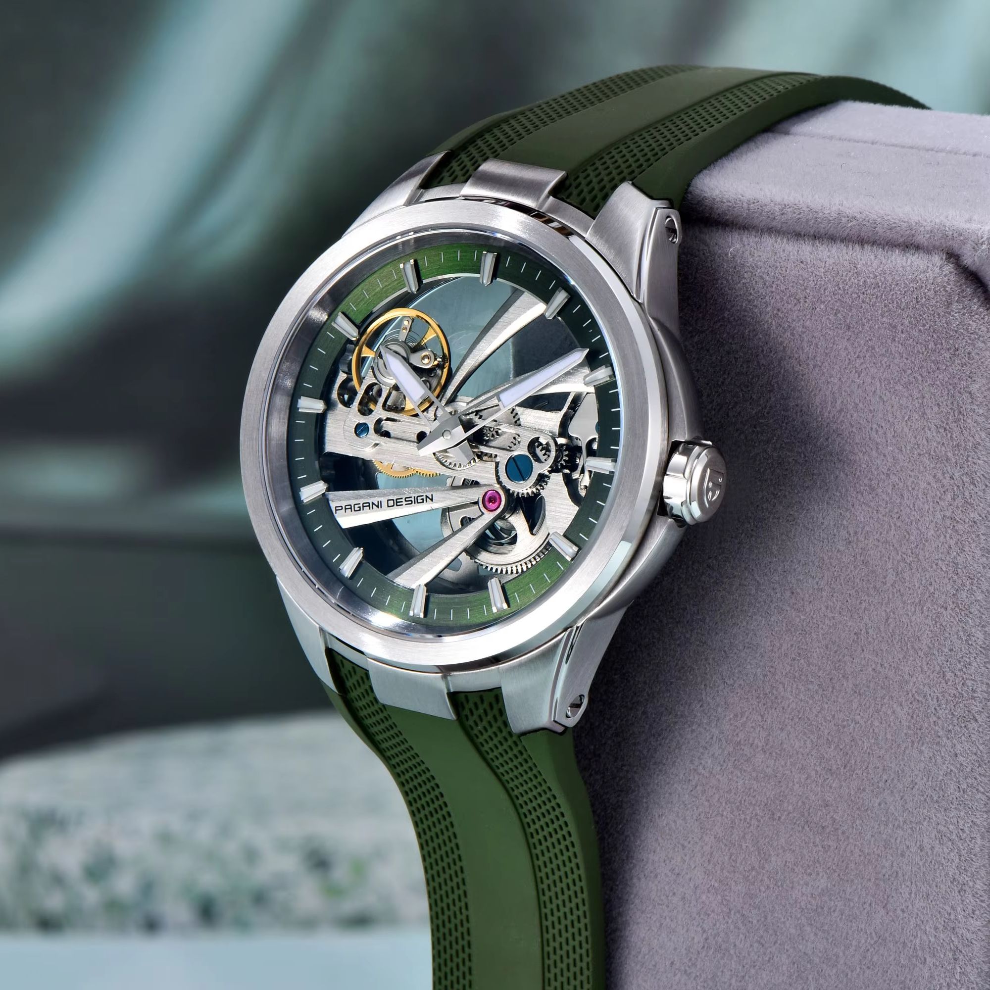 Green Skeleton PAGANI DESIGN P - огляд і ціна Rubber Strap Diver