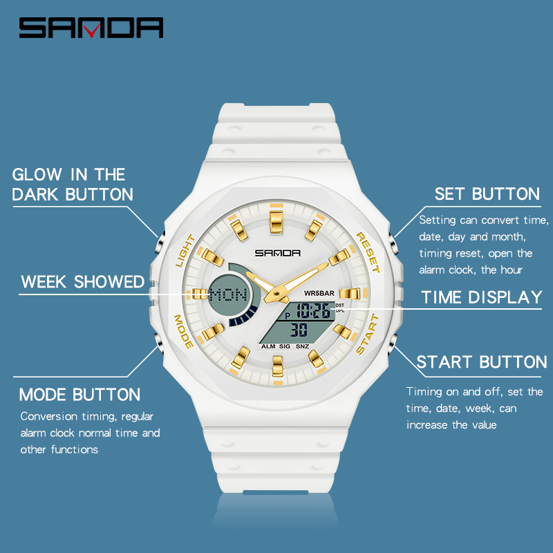 SANDA Top Luxury Men's Quartz  - огляд і ціна Seiko Watch 5 Sports