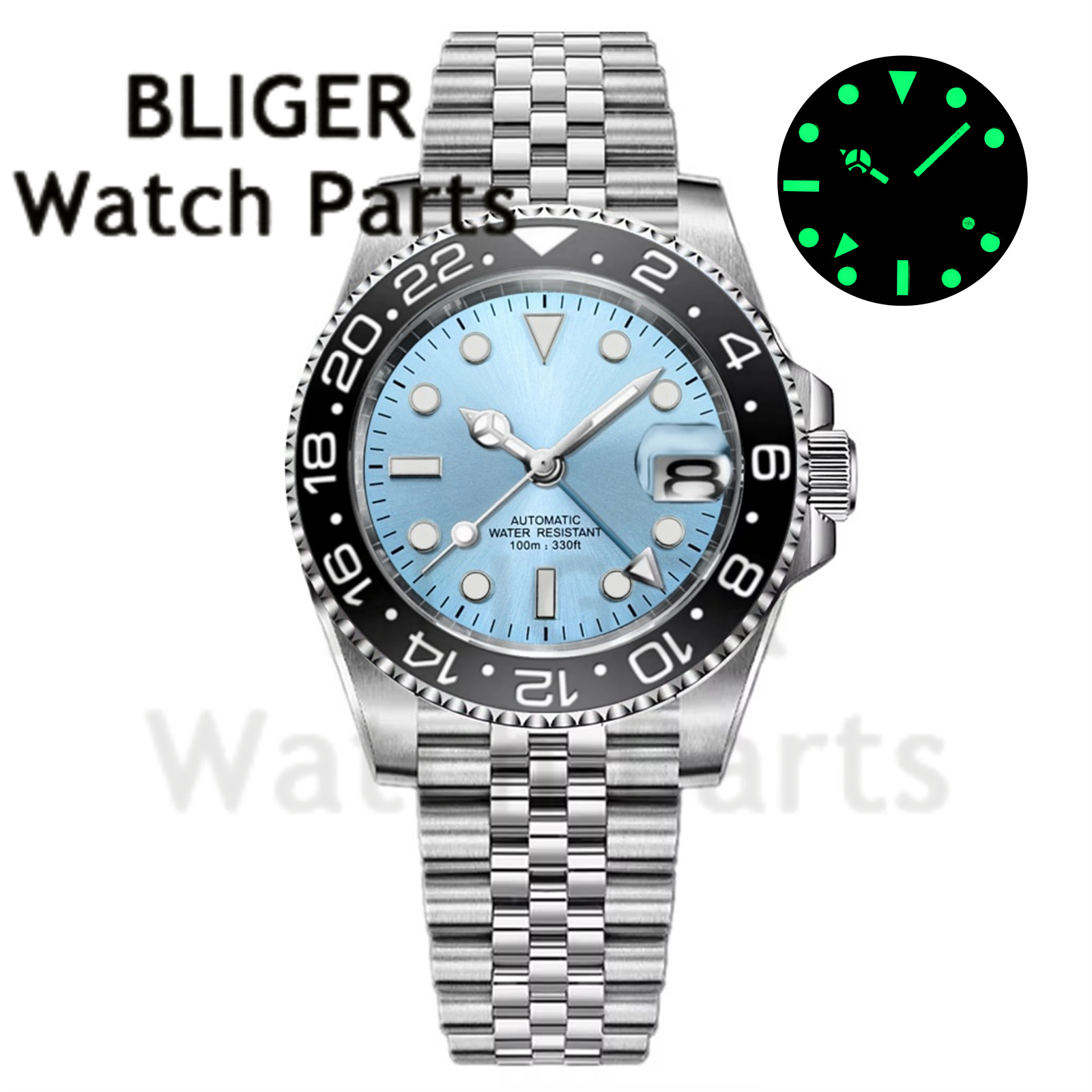 Custom Fashion GMT 40mm Men NH - огляд і ціна Stainless Bracelet Diver