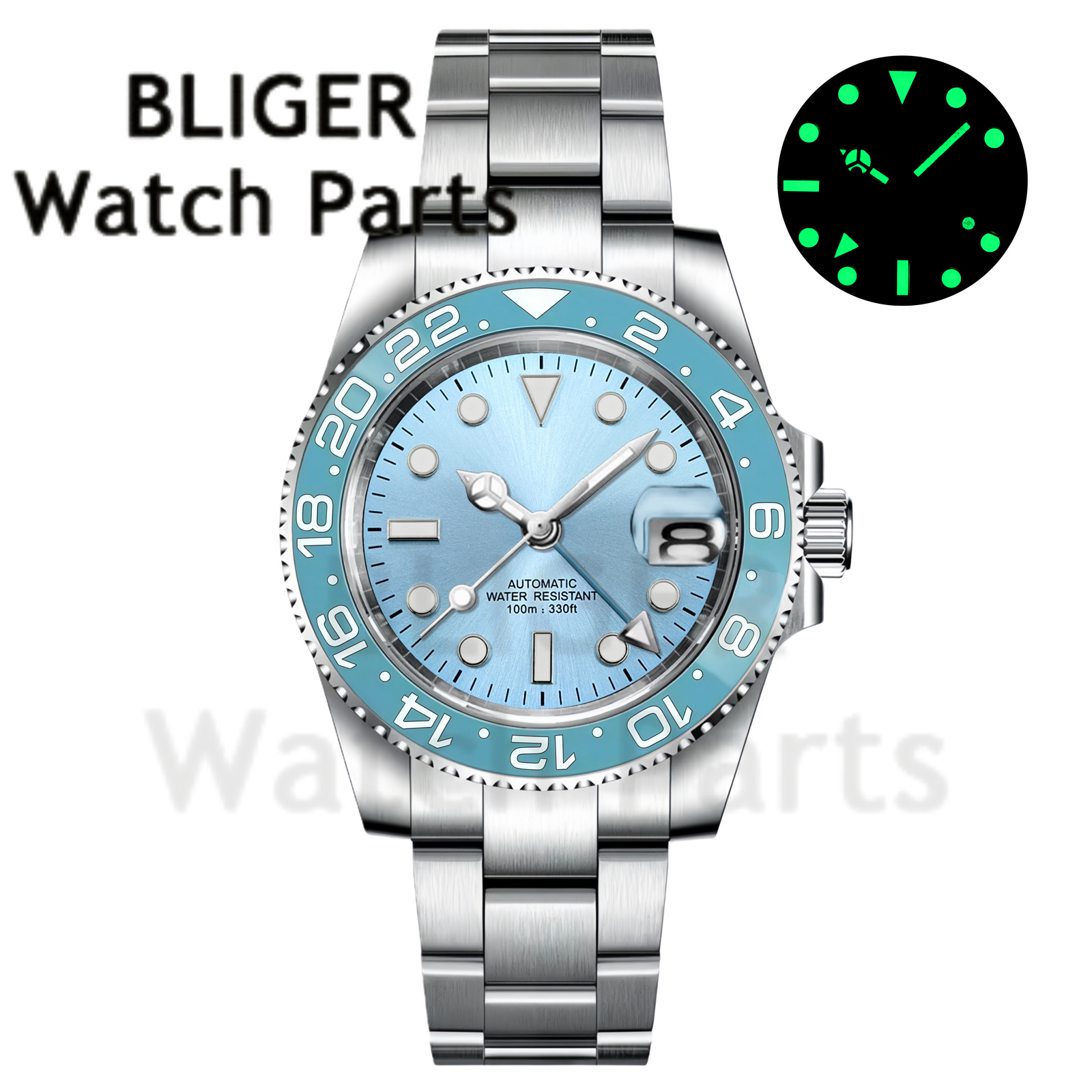 Custom Fashion GMT 40mm Men NH - огляд і ціна Stainless Bracelet Diver