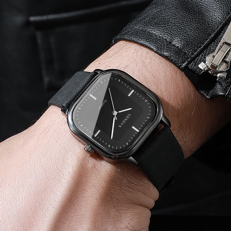 Fashionable Classic Square Dia - огляд і ціна Leather Watch Band Men
