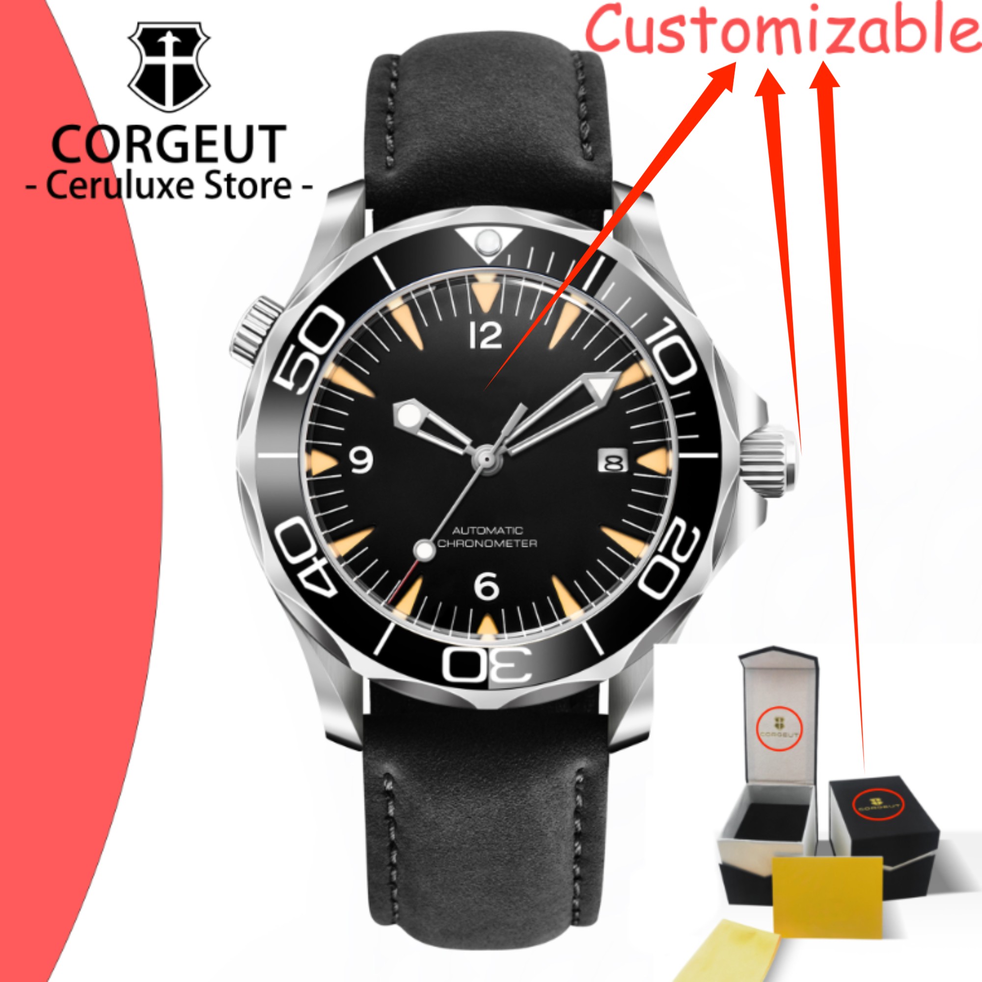 CUSTOM Logo Sapphire Glass Aut - огляд і ціна Stainless Bracelet Diver